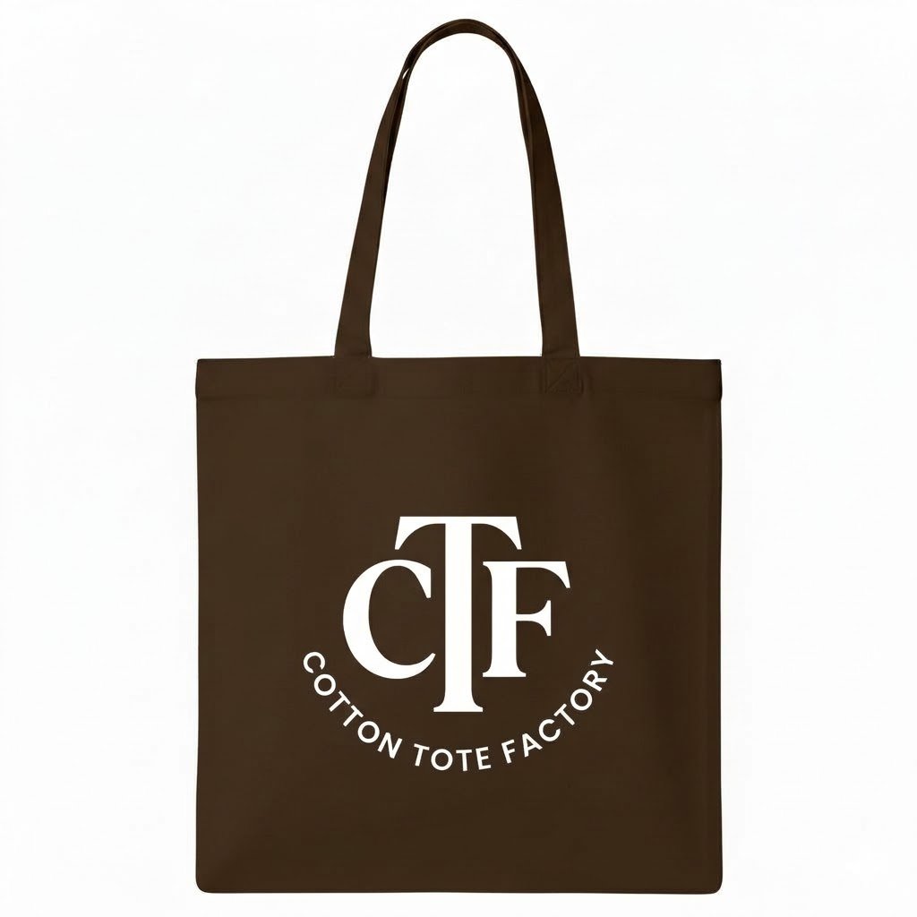 1 bolso tote de algodón marrón con estampado del logo