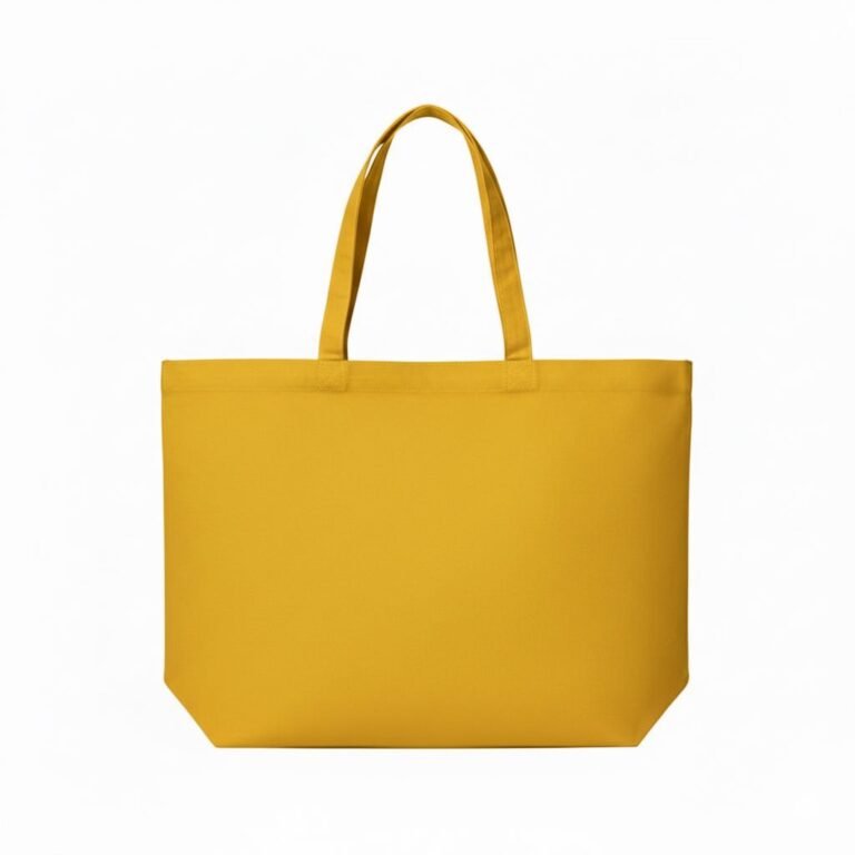 Bolso tote de algodón de 200 gsm con base en color amarillo