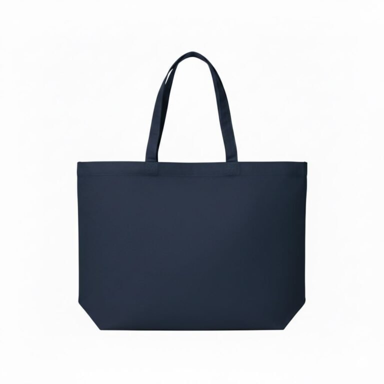 Bolso tote de algodón de 200 gsm con base en color azul marino