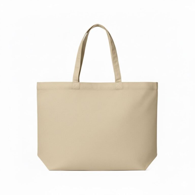 Bolso tote de algodón de 200 gsm con base en color beige