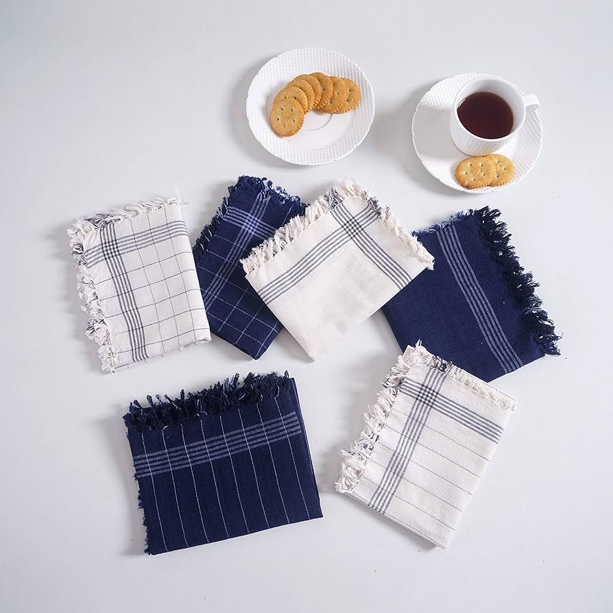 Servilletas blancas teñidas con hilo - Cotton Tote Factory