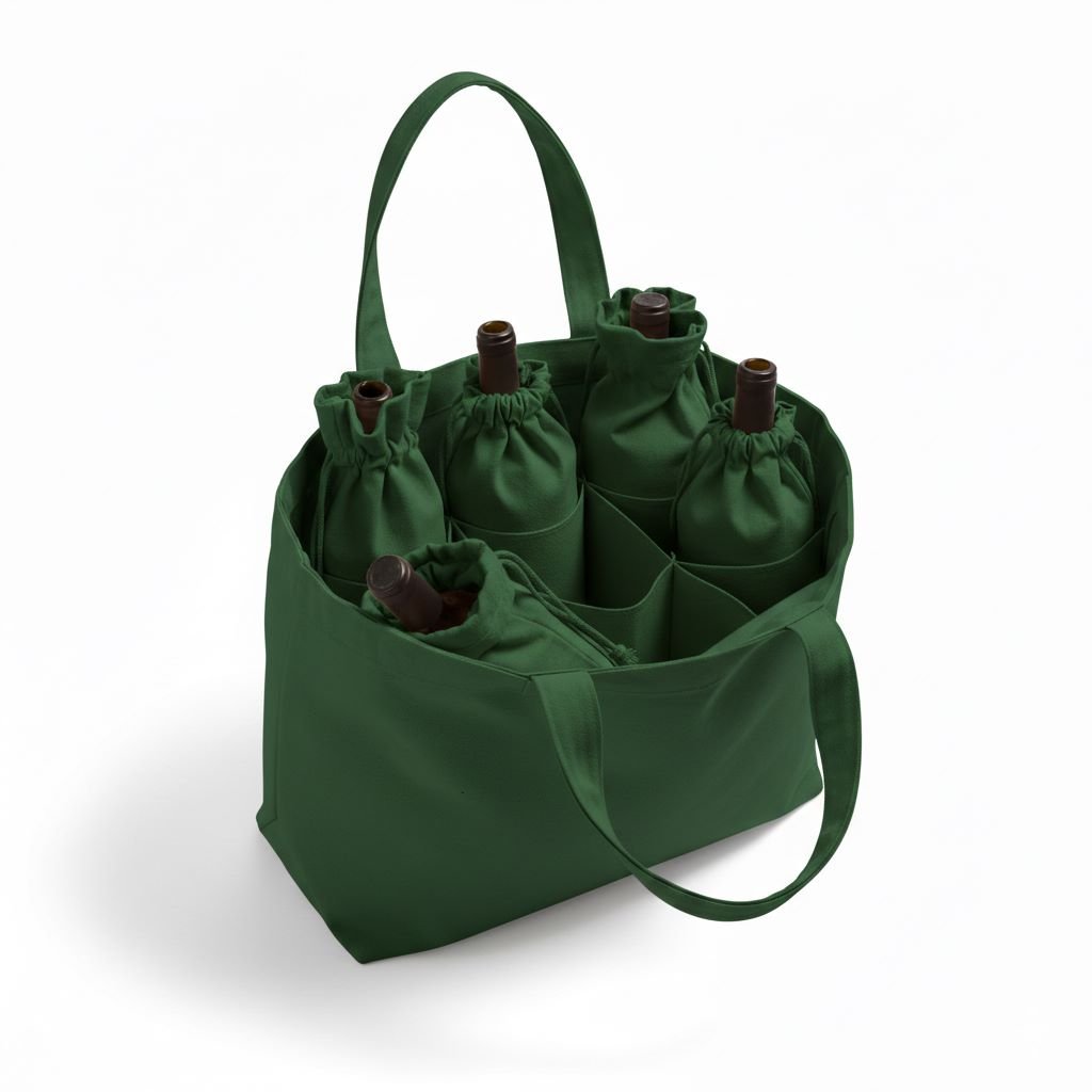 1-Bolsas de lona de algodón color verde vino súper verde
