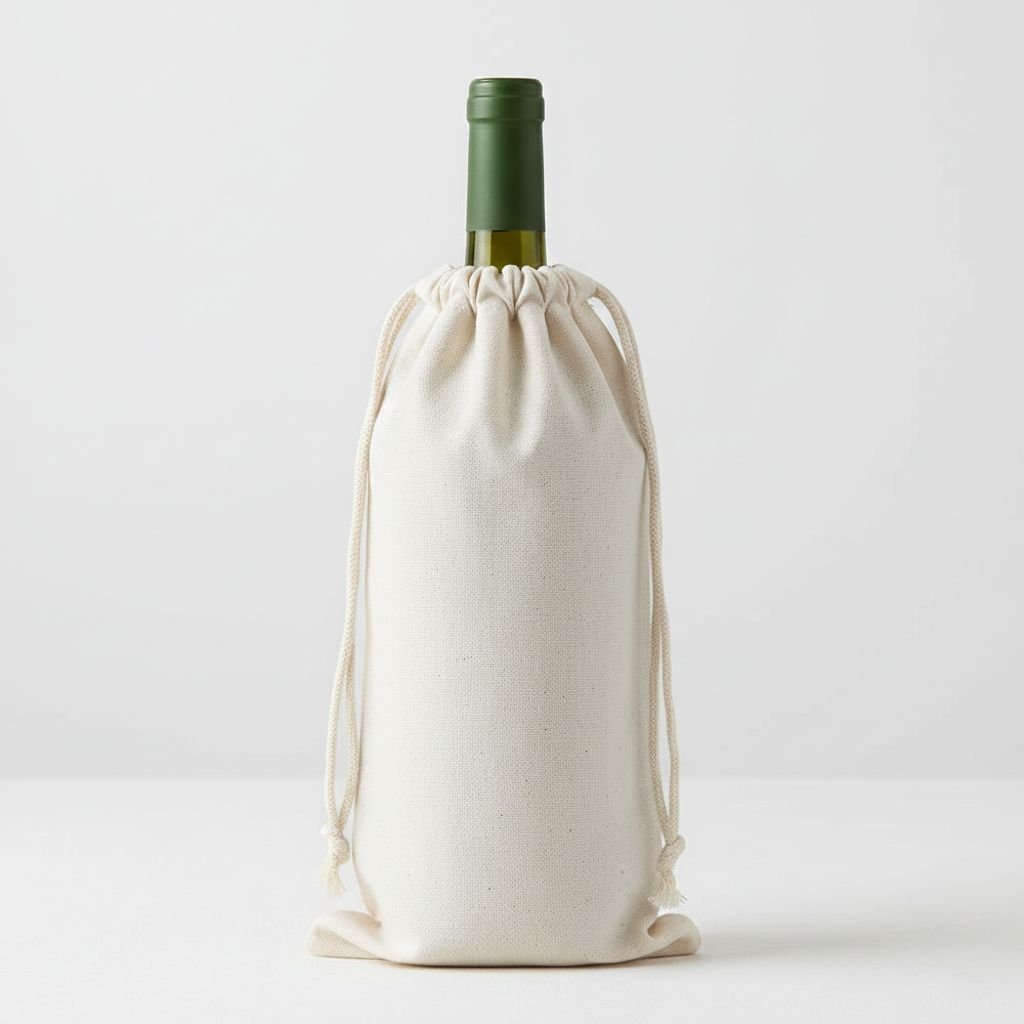 11. Bolsa de algodón de 180 gsm de color natural con cordón para vino - cotton tote factory