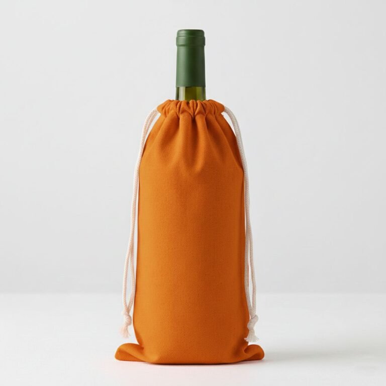 13. Bolsa de algodón naranja de 180 gsm con cordón para vino - cotton tote factory