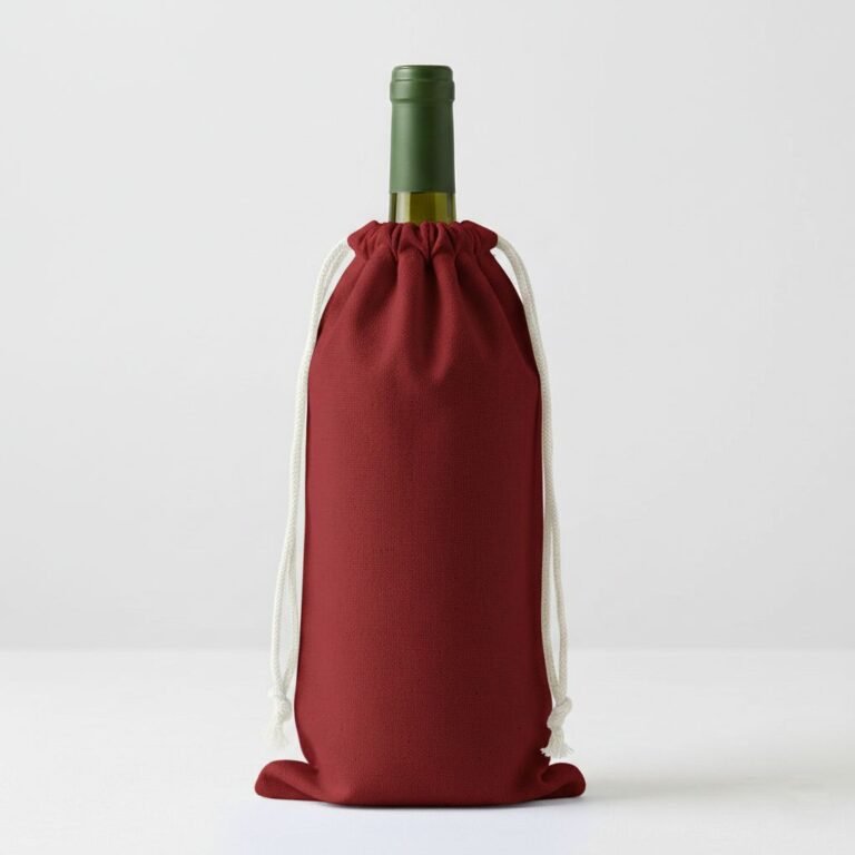 7. Bolsa roja de algodón de 180 gsm con cordón para vino - cotton tote factory
