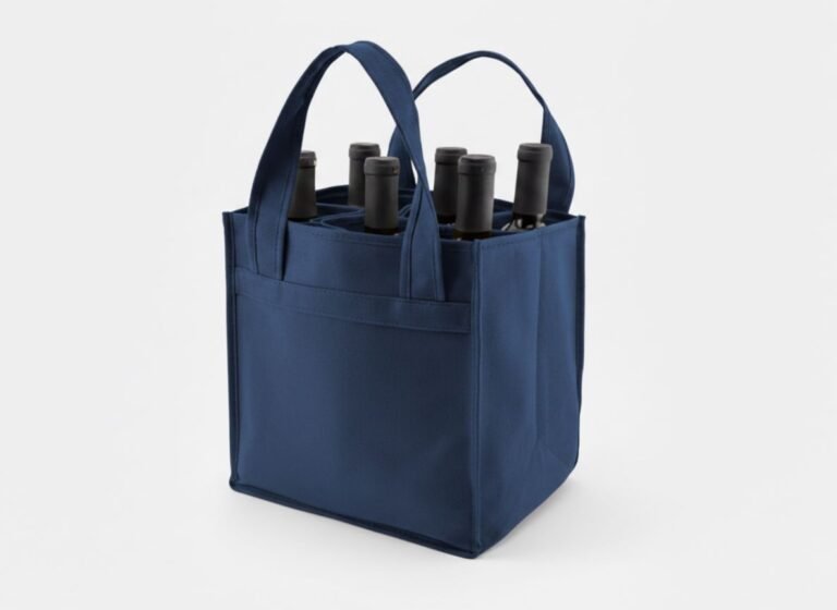 Bolsa de algodón azul para 6 botellas de vino, 350 gsm1