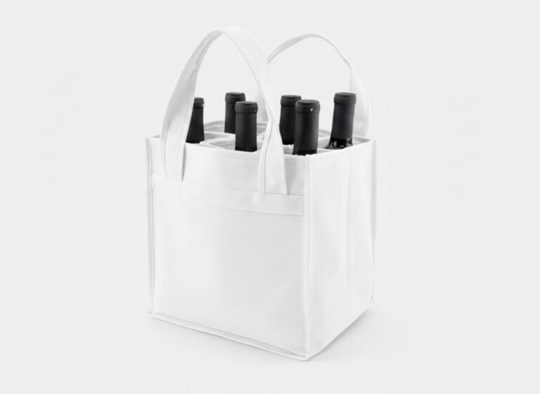 Bolsa de algodón blanca para 6 botellas de vino, 350 gsm