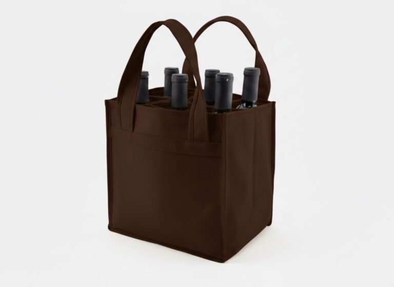 Bolsa de algodón de 350 gsm para 6 botellas de vino, color marrón oscuro -