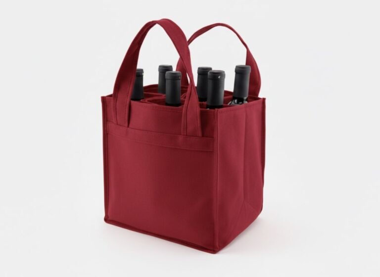 Bolsa de algodón roja para 6 botellas de vino, 350 gsm