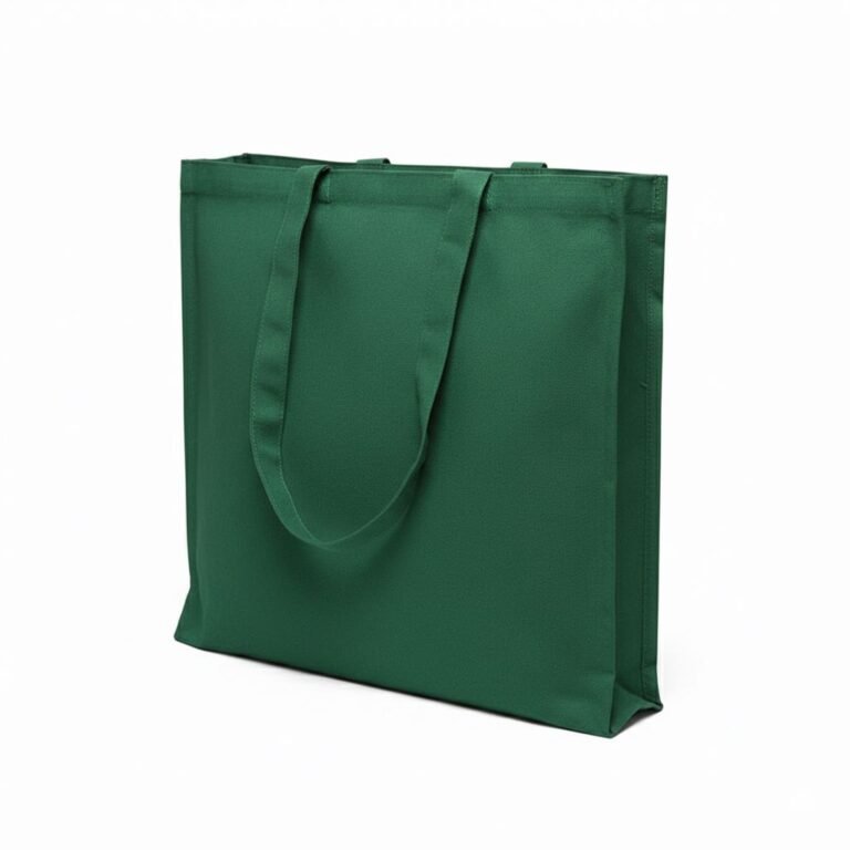 Bolsa de lona de algodón de 200 gsm con estampado en tres lados, color verde