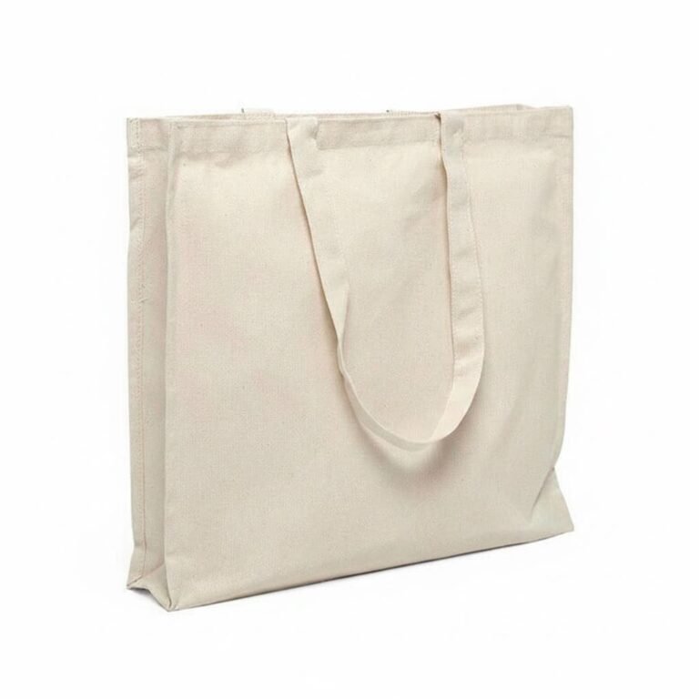 Bolsa de lona de algodón de 200 gsm con tres lados, color natural