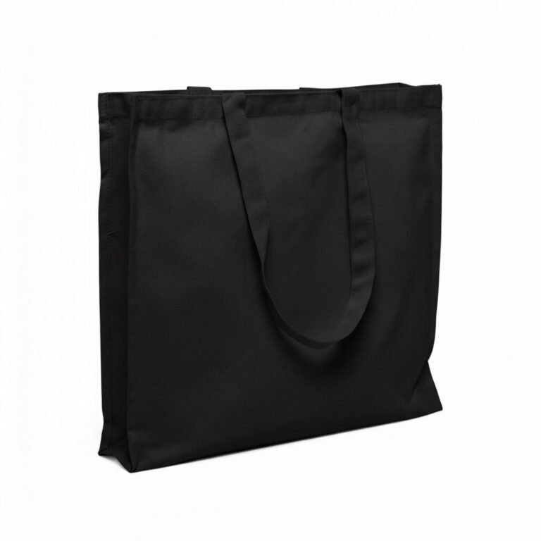 Bolsa de lona de algodón de 200 gsm con tres lados, color negro