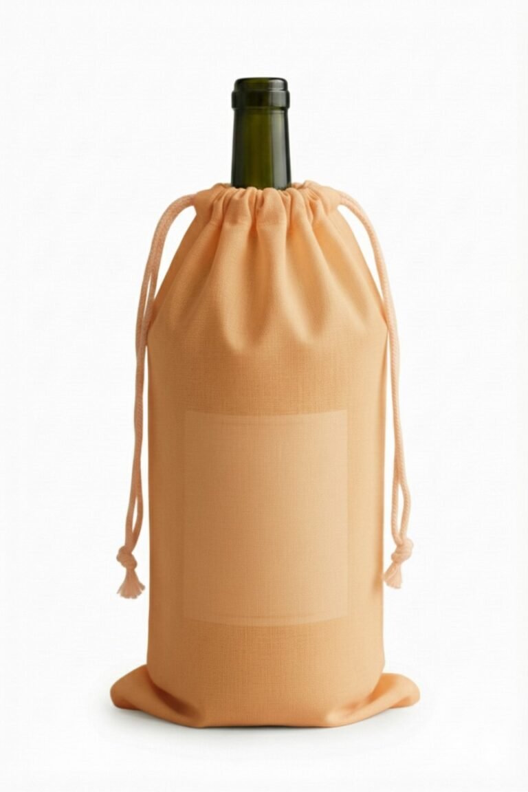 Bolsa mediana con cordón para vino naranja 100gsm
