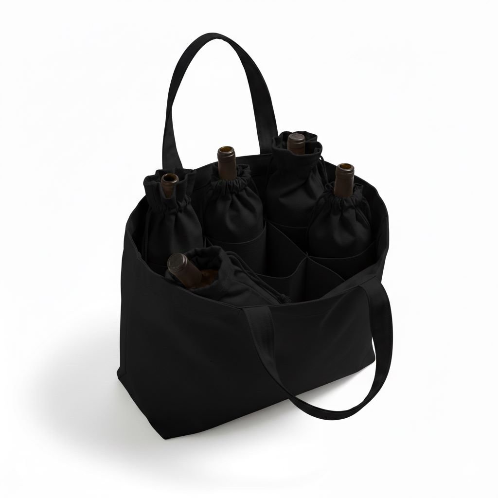 Bolsas de lona de algodón super negras para vino