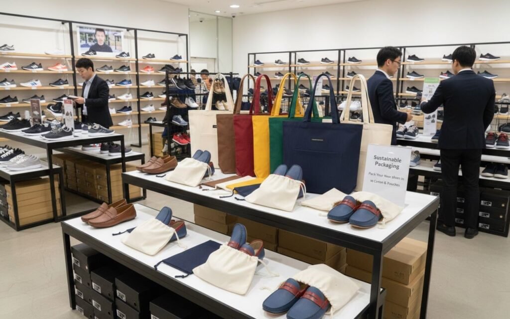 Bolsas de tela de algodón para zapatos en la zapatería