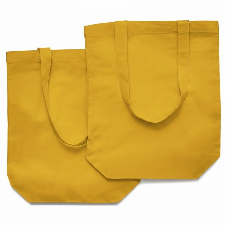 Bolso de mano de algodón de 140 gsm con base amarilla