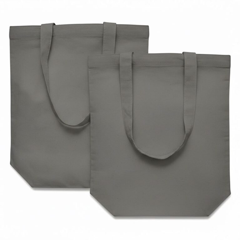 Bolso de mano de algodón de 140 gsm con base de color gris