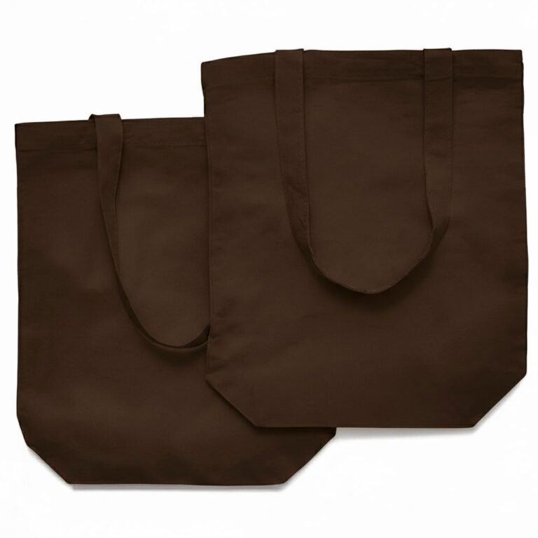 Bolso de mano de algodón de 140 gsm con base de color marrón