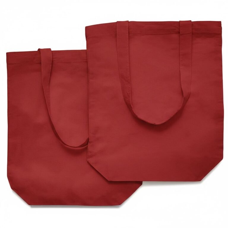Bolso de mano de algodón de 140 gsm con base de color rojizo
