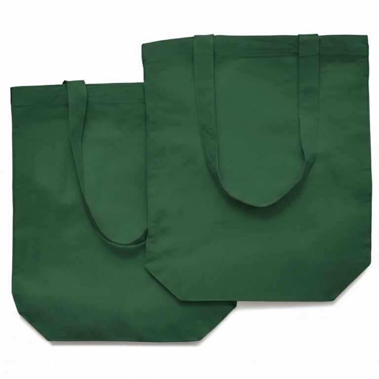 Bolso de mano de algodón de 140 gsm con base de color verde