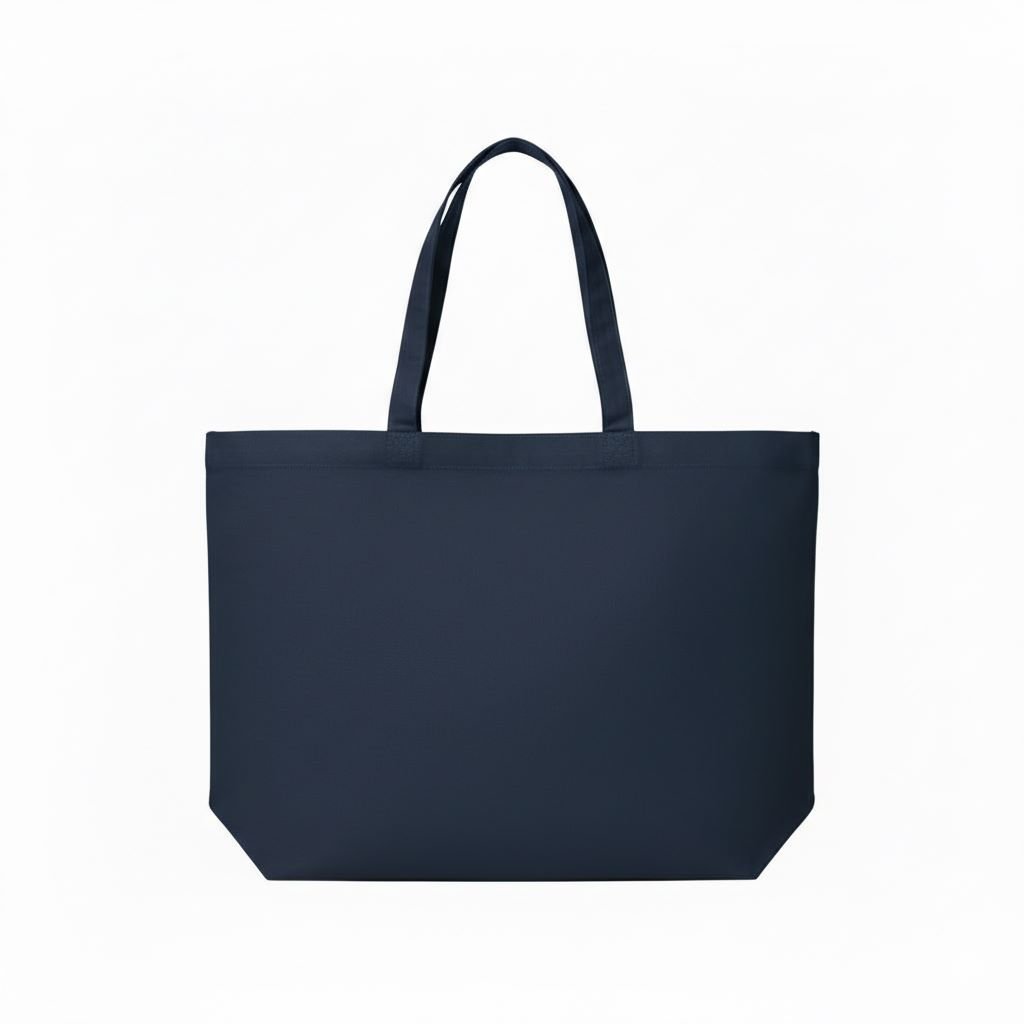 Bolso tote de algodón de 200 gsm con base en color azul marino