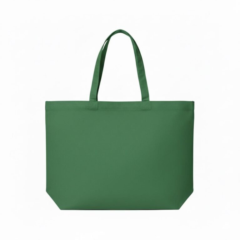 Bolso tote de algodón de 200 gsm con base en color verde