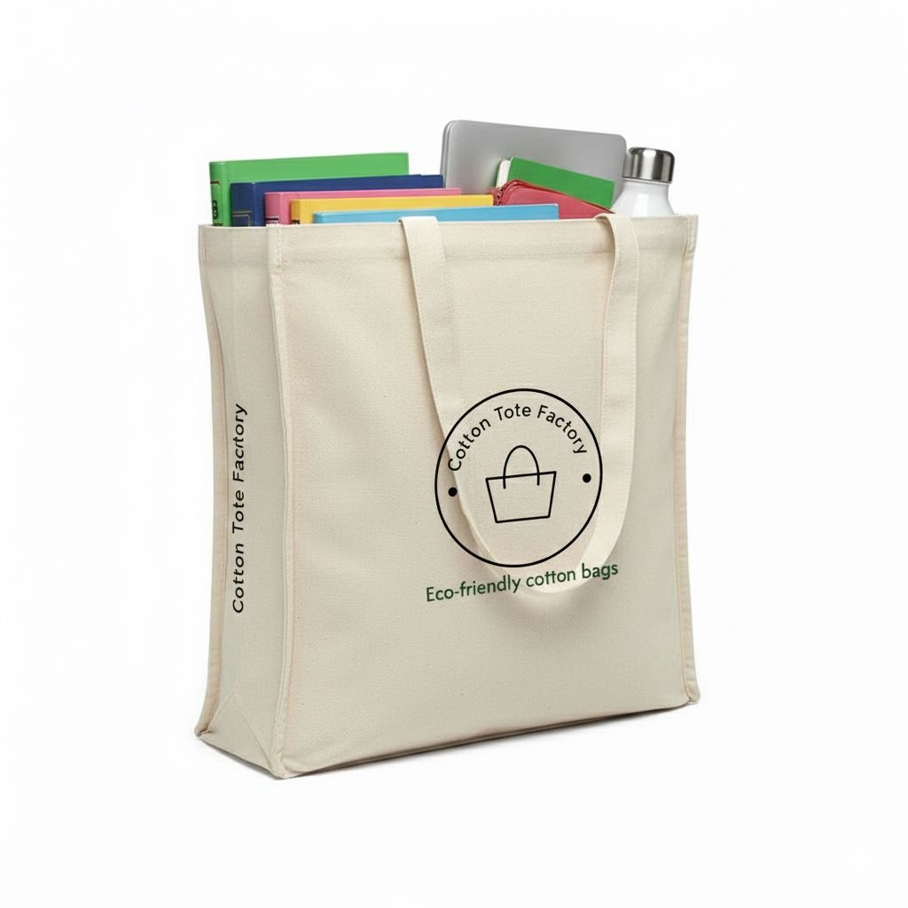 Bolso tote de lona de 240 gsm con 3 lados, tipo gaceta, para uso en libros