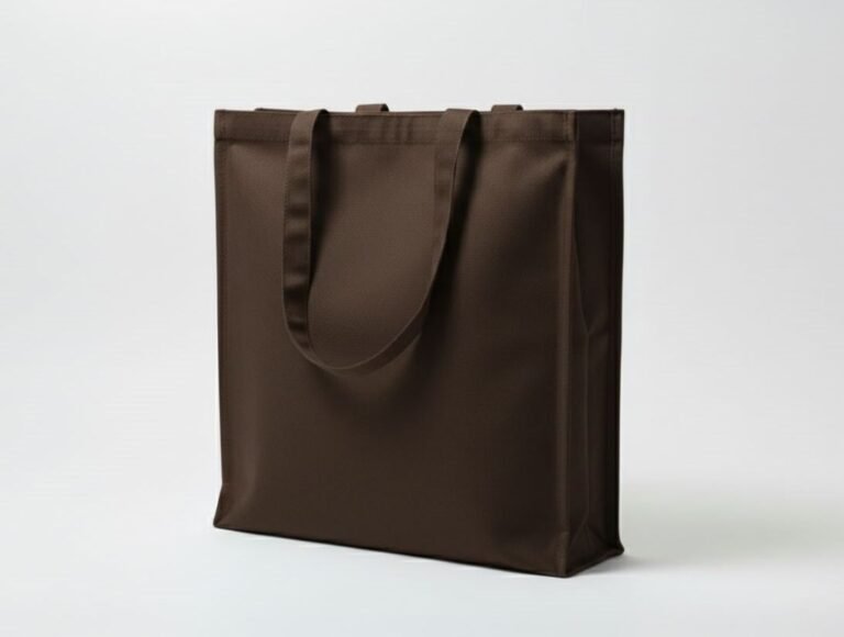 Bolso tote de lona de 240 gsm con tres lados, color marrón