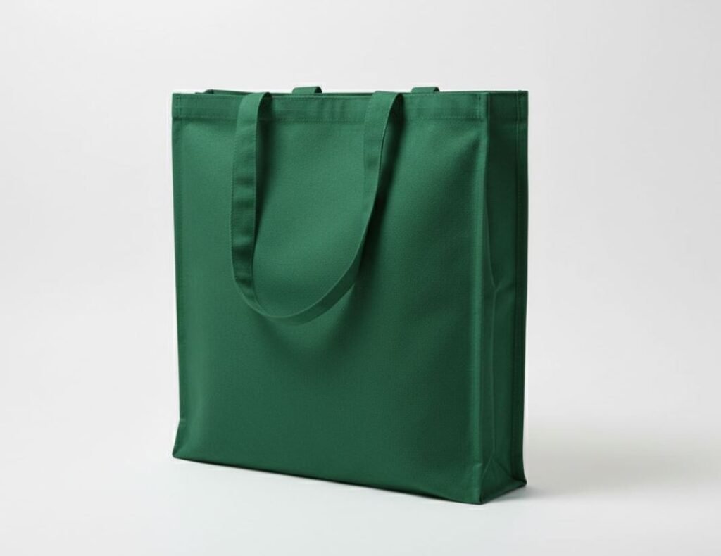 Bolso tote de lona de 240 gsm con tres lados, color verde gaceta