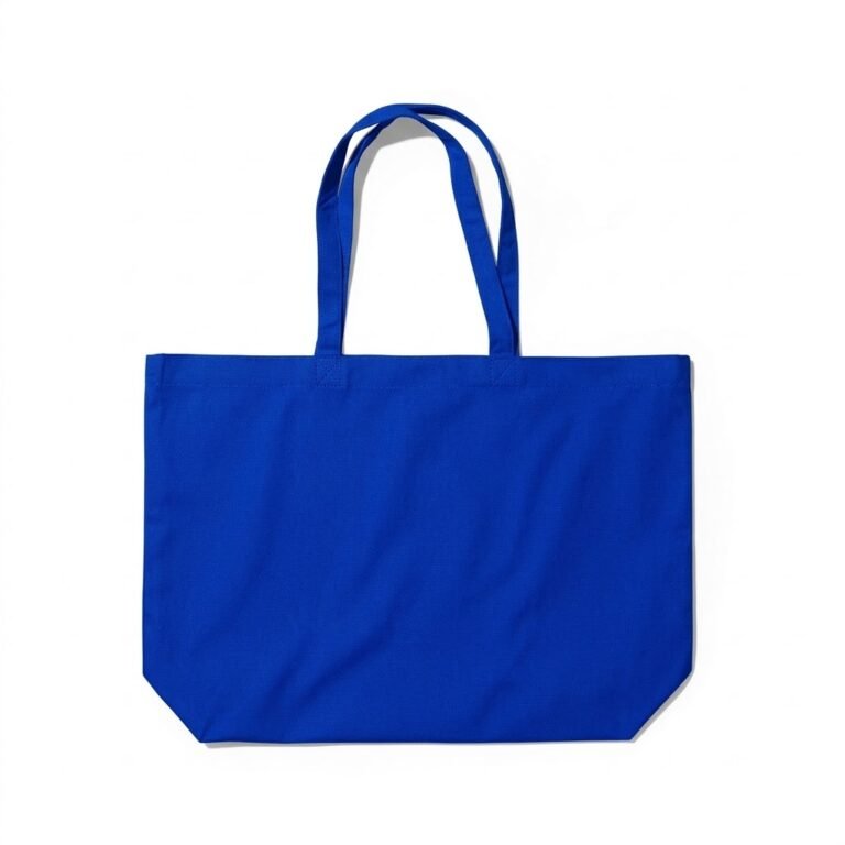 Bolso tote de lona de algodón con fuelle inferior azul rey