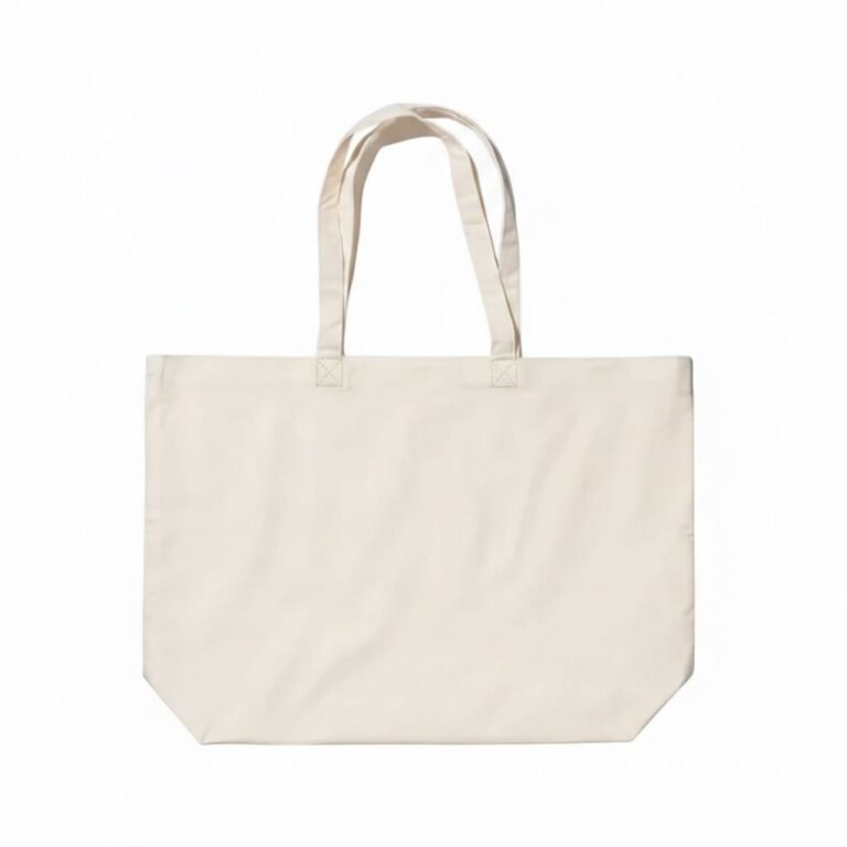 Bolso tote de lona de algodón con fuelle inferior natural