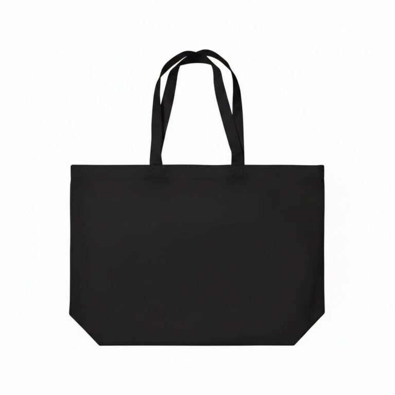 Bolso tote de lona de algodón con fuelle inferior negro