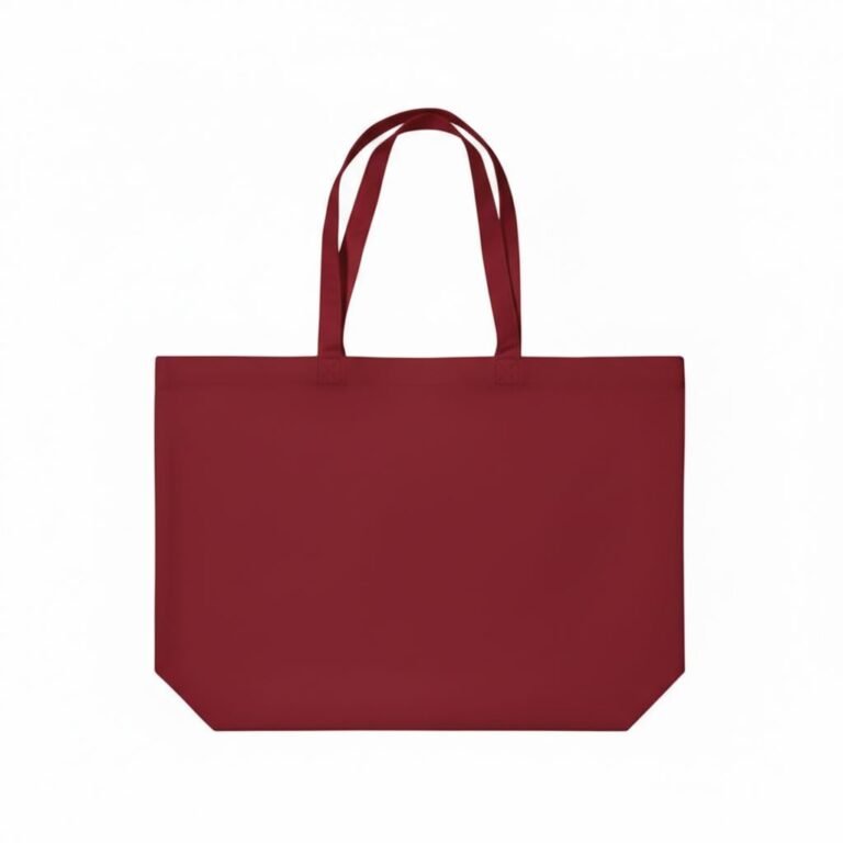 Bolso tote de lona de algodón con fuelle inferior rojo