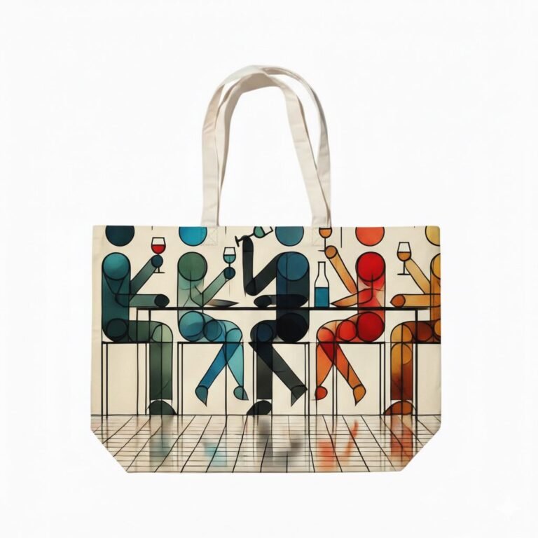 Bolso tote de lona de algodón con fuelle inferior y estampado digital 12