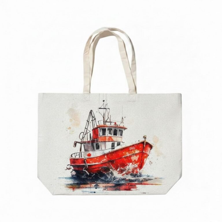 Bolso tote de lona de algodón con fuelle inferior y estampado digital 4