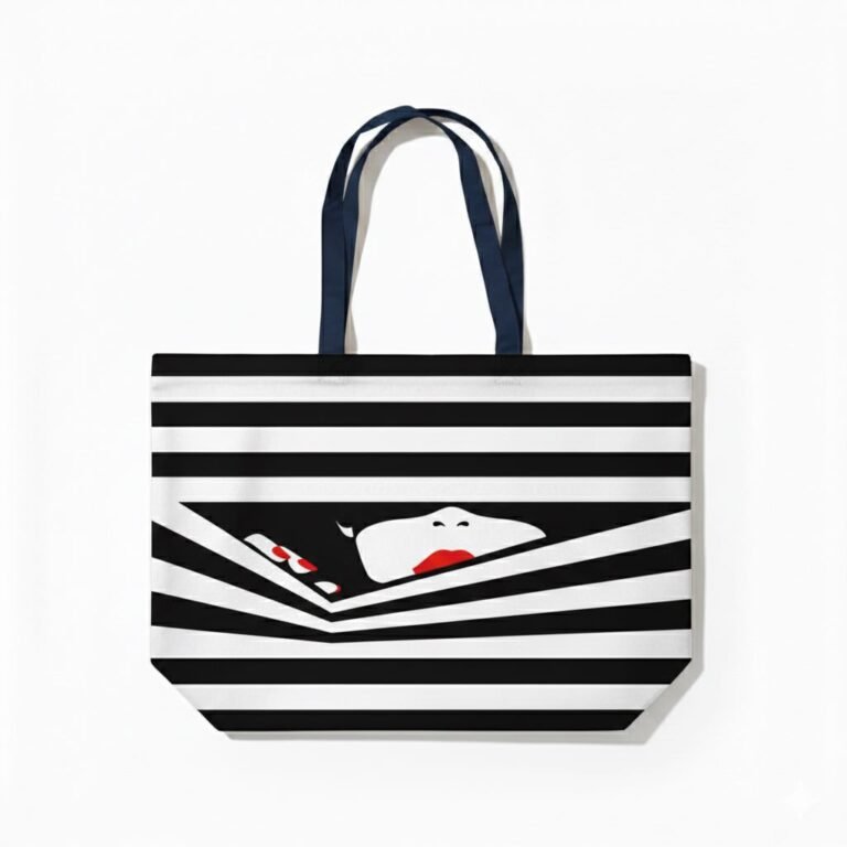 Bolso tote de lona de algodón con fuelle inferior y estampado serigrafiado sobre tela natural 11