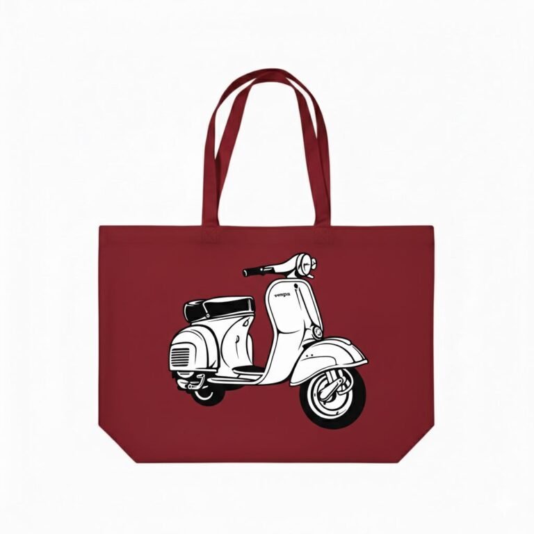 Bolso tote de lona de algodón con fuelle inferior y estampado serigrafiado sobre tela rojo 38