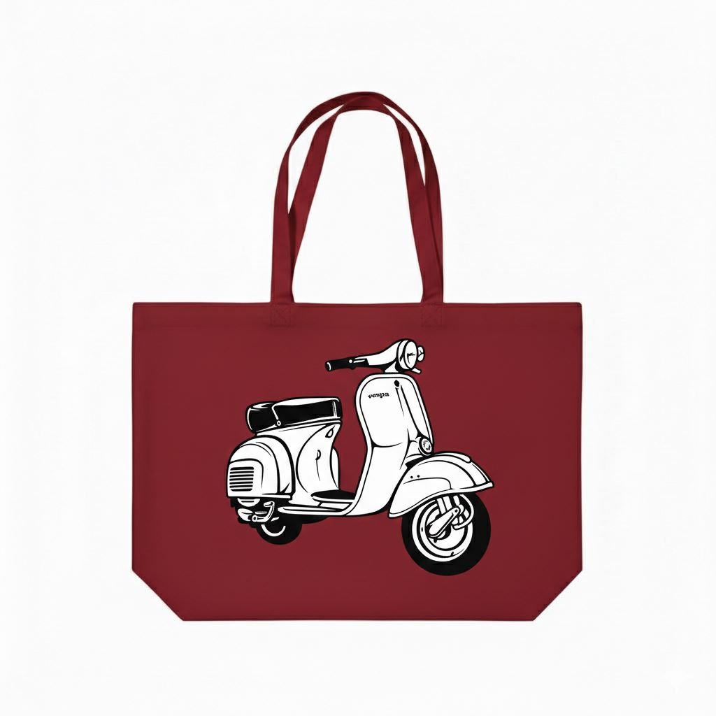 Bolso tote de lona de algodón con fuelle inferior y estampado serigrafiado sobre tela rojo 38