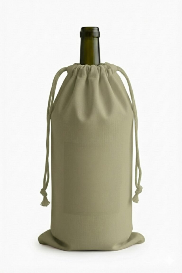 bolsa con cordón color verde oliva medio vino 100gsm