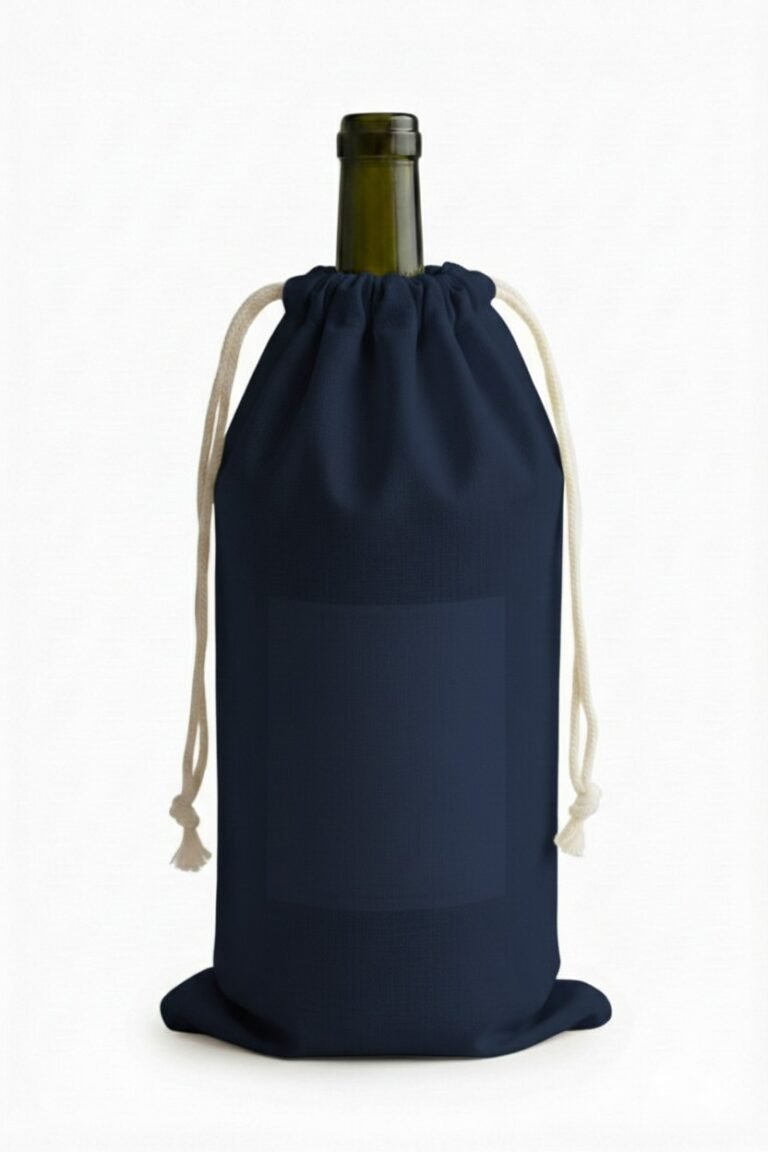 bolsa de vino azul marino con cordón 100gsm
