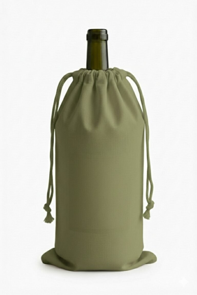 bolsa de vino verde oliva con cordón 100gsm